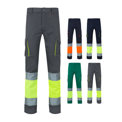 VL ZEUS. Two-tone, multi-pocket stretch trousers (240g/m²), in cotton (46), EME (38) and polyester (16)